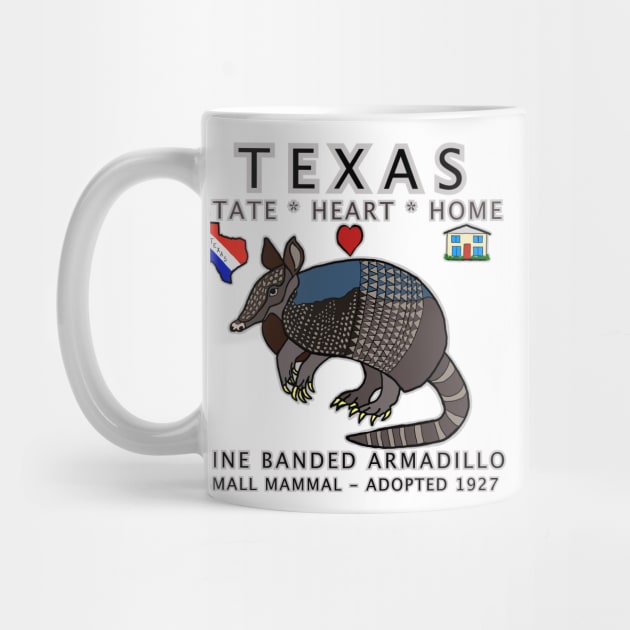 Texas - Armadillo - State, Heart, Home - state symbols by cfmacomber